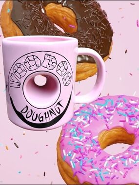 Voodoo Doughnut The Magic is in the Hole New Pink Doughnut Mug with Center Hole